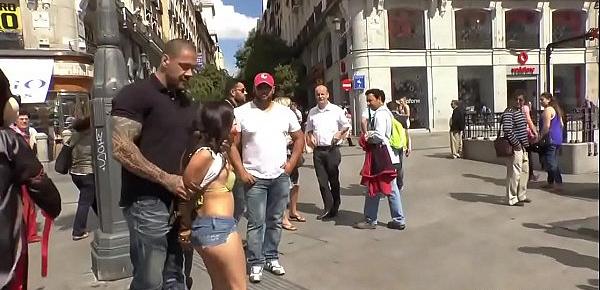  Spanish babe fucked in public sex shop